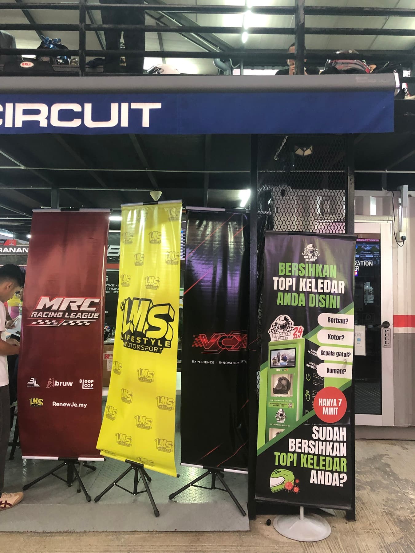 MRC Racing League event banners and the VCX setup at Horizon Beranang Circuit